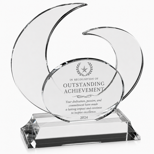 Personalized Elliptic Indigo Crystal Award Trophy