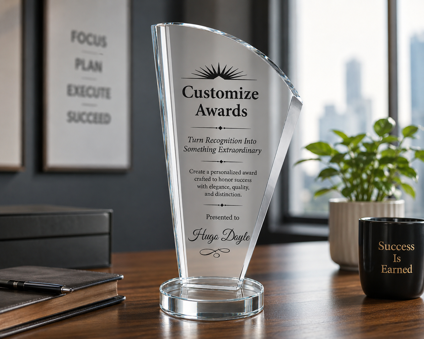 Personalized Merit Crystal Award