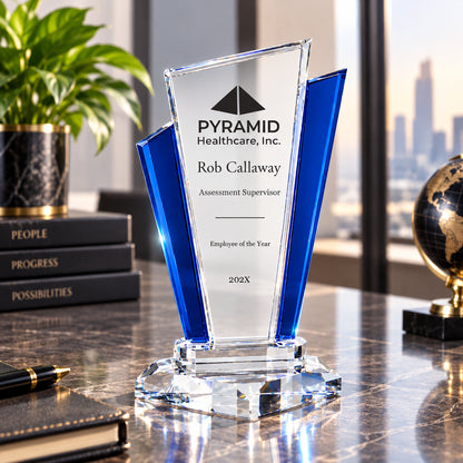 Marquise Bleue | Trophée d'entreprise en cristal gravé sur mesure