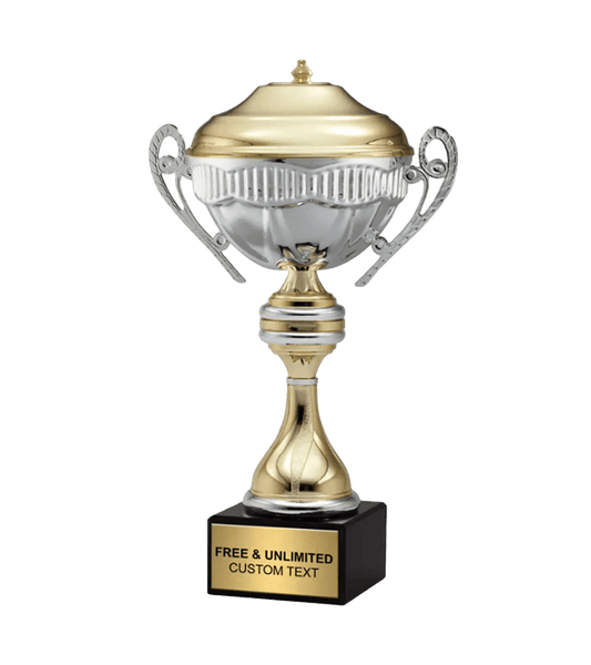 Gold & Silver Cup with Lid – Premium Two - Tone Metal Trophy with Free Engraving - Customize Awards