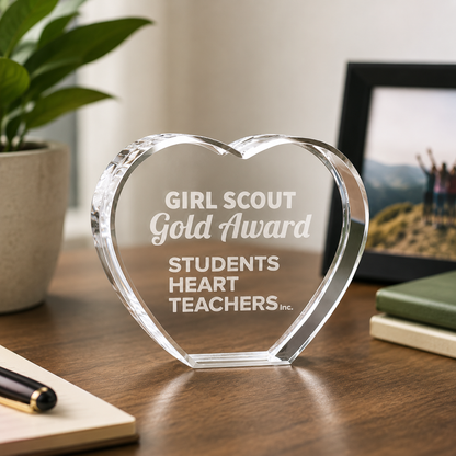 Personalized Crystal Heart Award Plaque