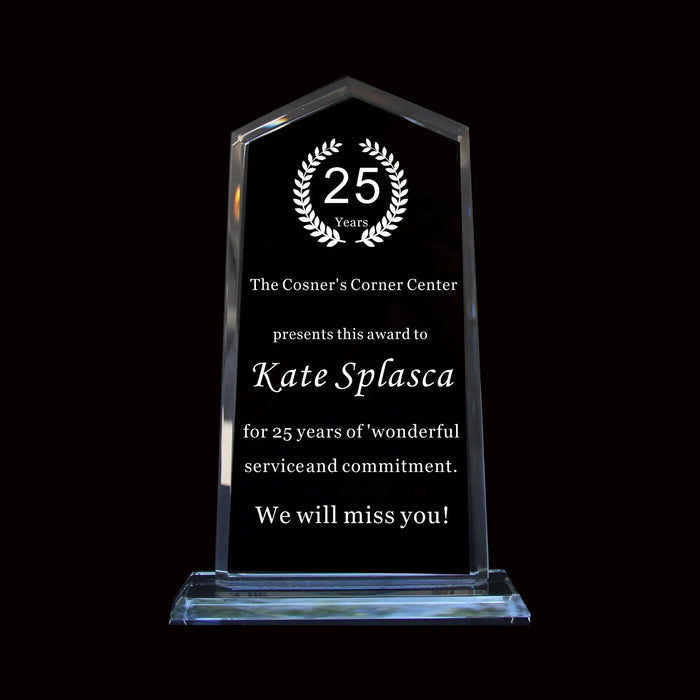 Custom Crystal Service Award – Personalized Years of Service Plaque