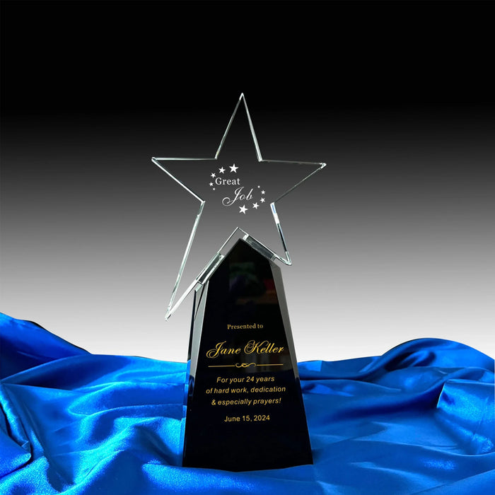 Custom Star Crystal Award – Personalized Achievement Trophy