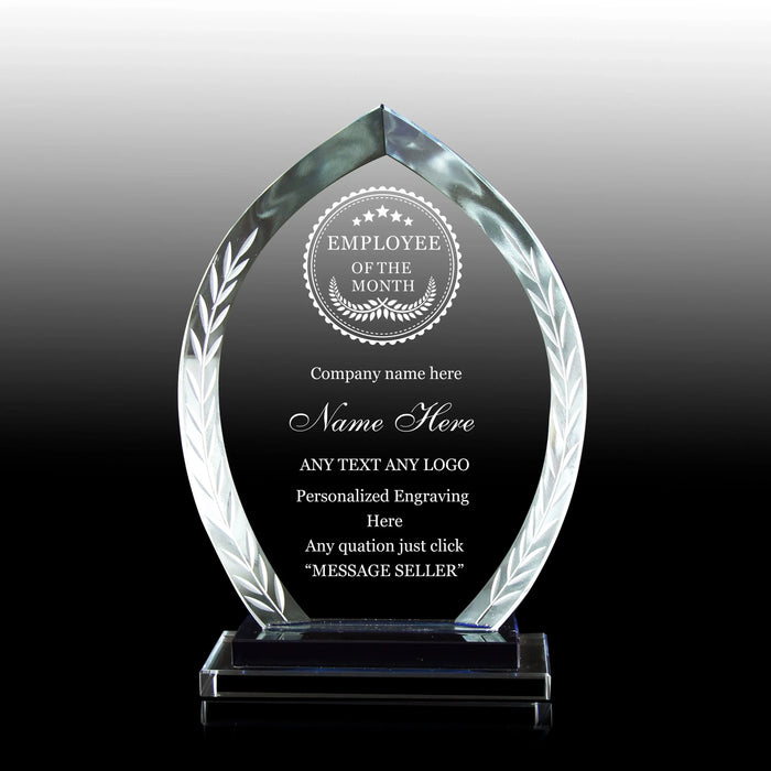 Employee Recognition Crystal Plaque – Personalized Monthly Award