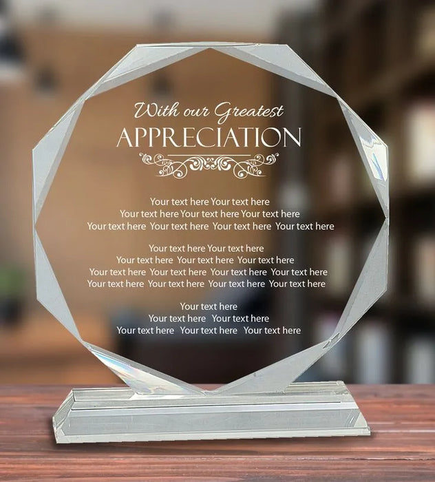 Greatest Appreciation Crystal Award – Personalized Engraved Plaque