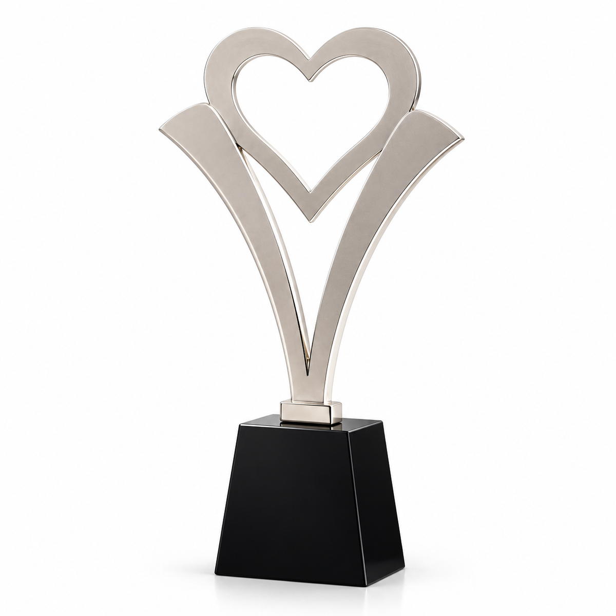 Custom silver metal heart trophy for client, employee and partner Thanksgiving recognition