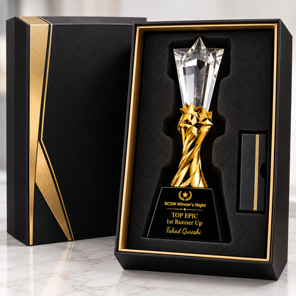 Thankful Star | Gold Crystal Thanksgiving Day Appreciation Award