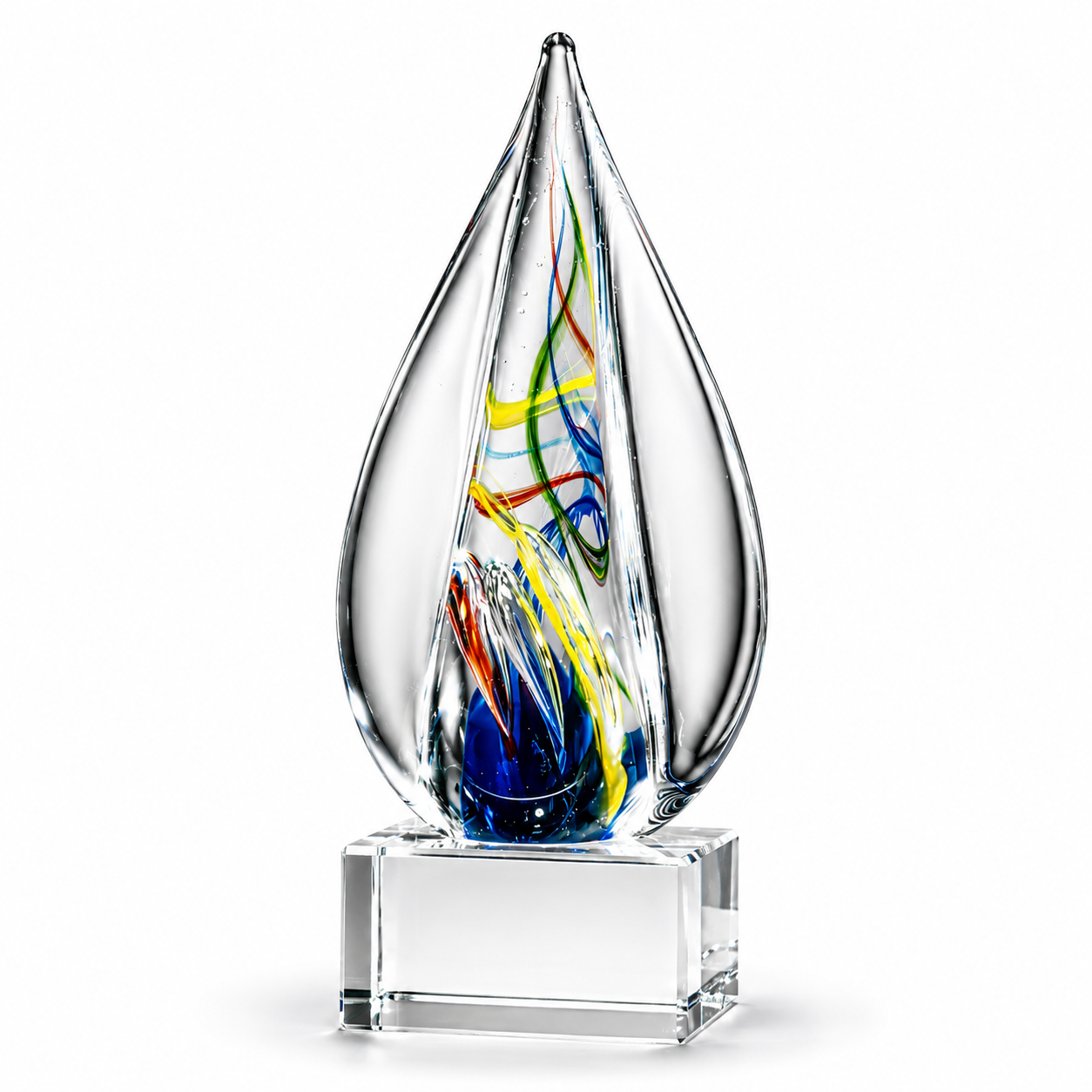 Art Glass Flame Award on Clear Crystal Base