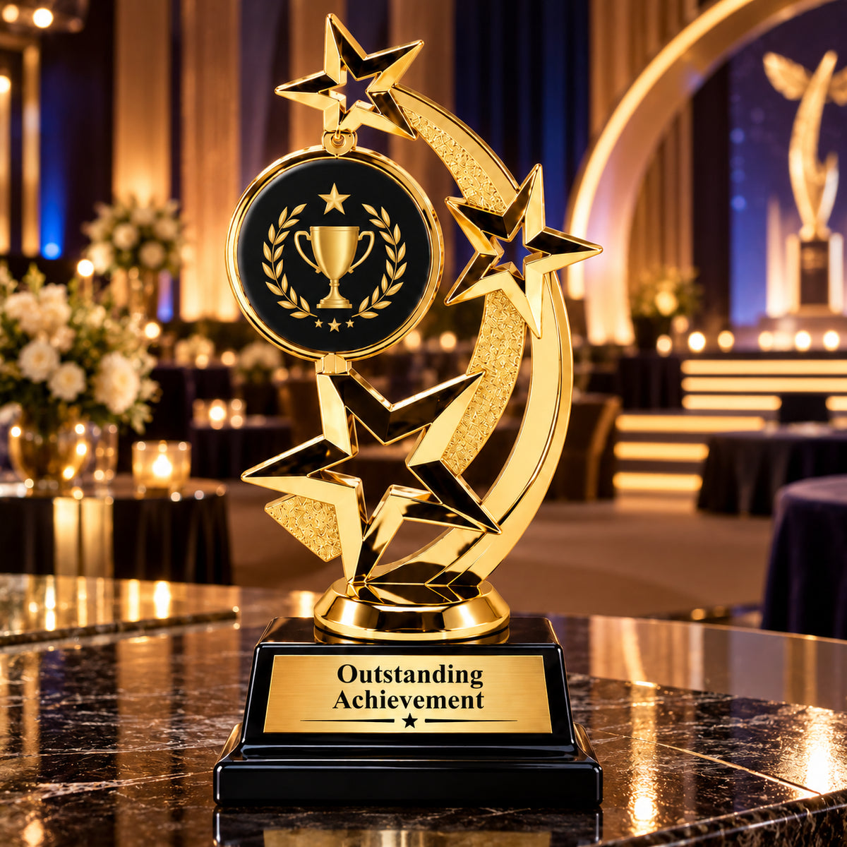 Gold Astro Spinner | Premium Gold Corporate Recognition Trophy