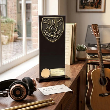 Music Black Glass Award plaque
