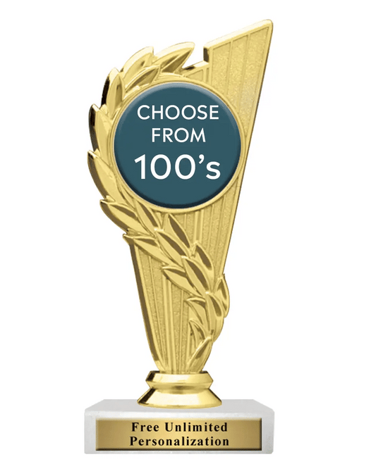 Rising Wreath Insert Trophy – Custom Gold Award with Full - Color Insert & Free Engraving - Customize Awards