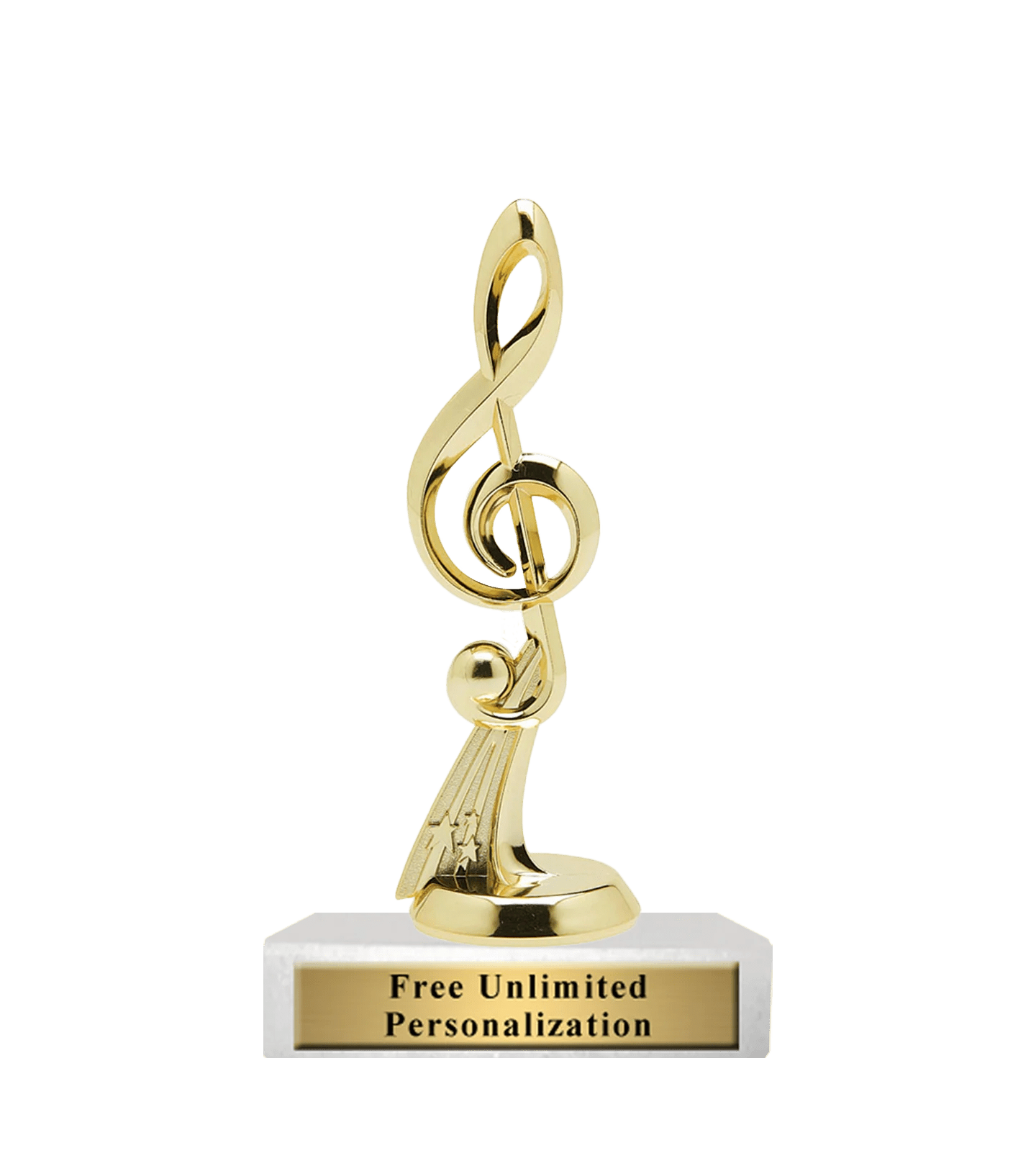 Standard Music Note Trophy – Gold Treble Clef Award with Free Engraving - Customize Awards