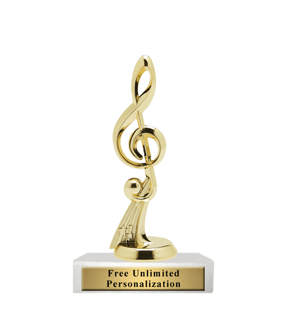 Standard Music Note Trophy – Gold Treble Clef Award with Free Engraving - Customize Awards