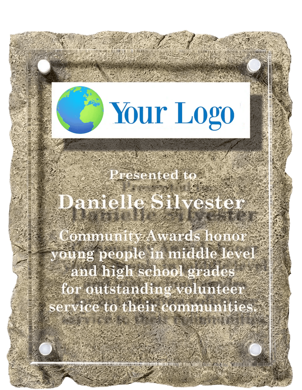 Dimensional Stone | Personalized Walnut Corporate Achievement Plaque