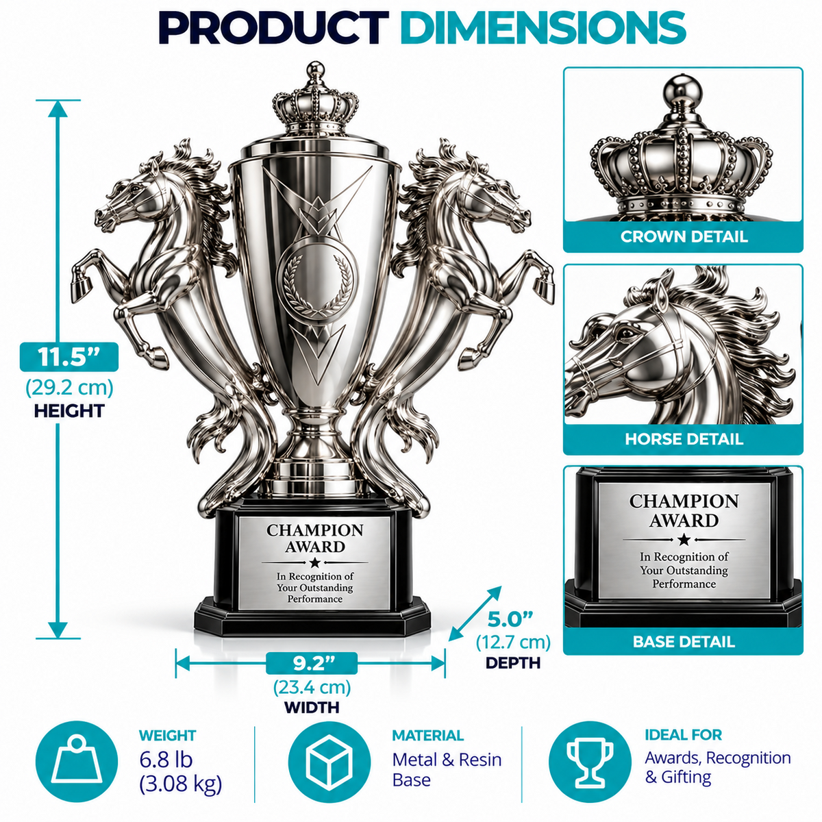 Twin Dragon | Customized Silver Metal Victory Trophy