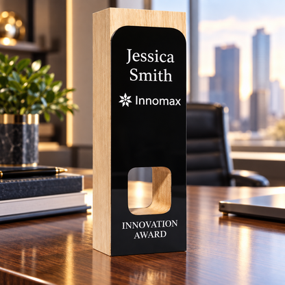 Black Pillar | Personalized Wood Plaques for Businesses